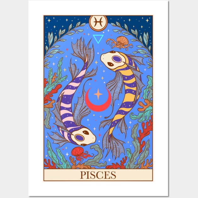 Zodiac sign tarot card Pisces Wall Art by OccultOmaStore